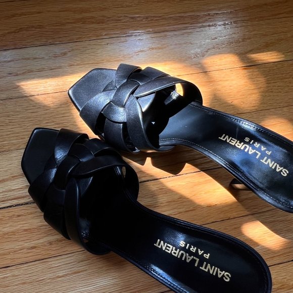 SAINT LAURENT Tribute woven leather mules SZ 36.5 - Picture 8 of 16